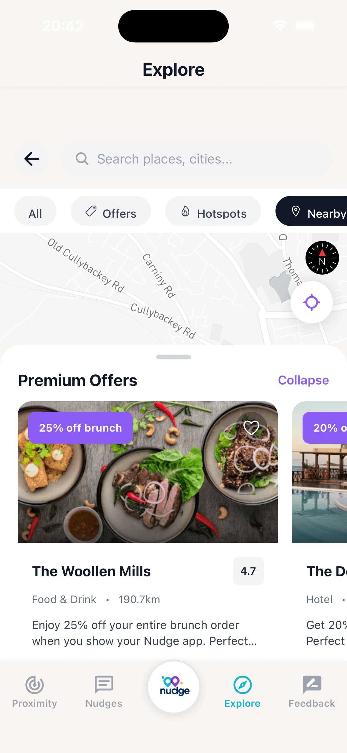 Nudge app explore screen showing premium offers