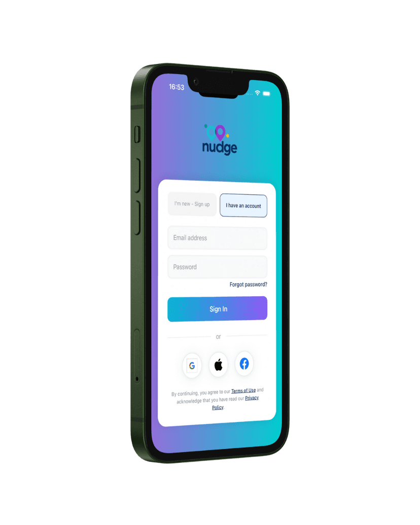 Nudge app login screen