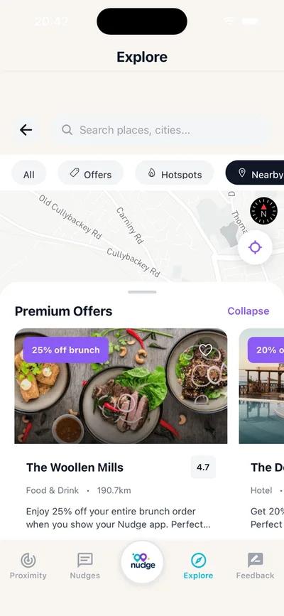 Nudge app explore screen showing premium offers