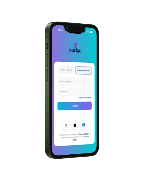 Nudge app login screen